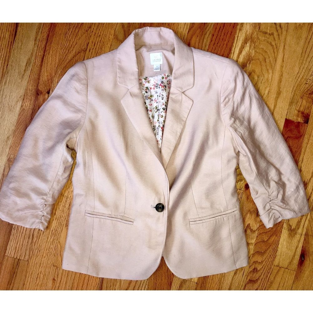Blush Cropped Cotton Suit Blazer